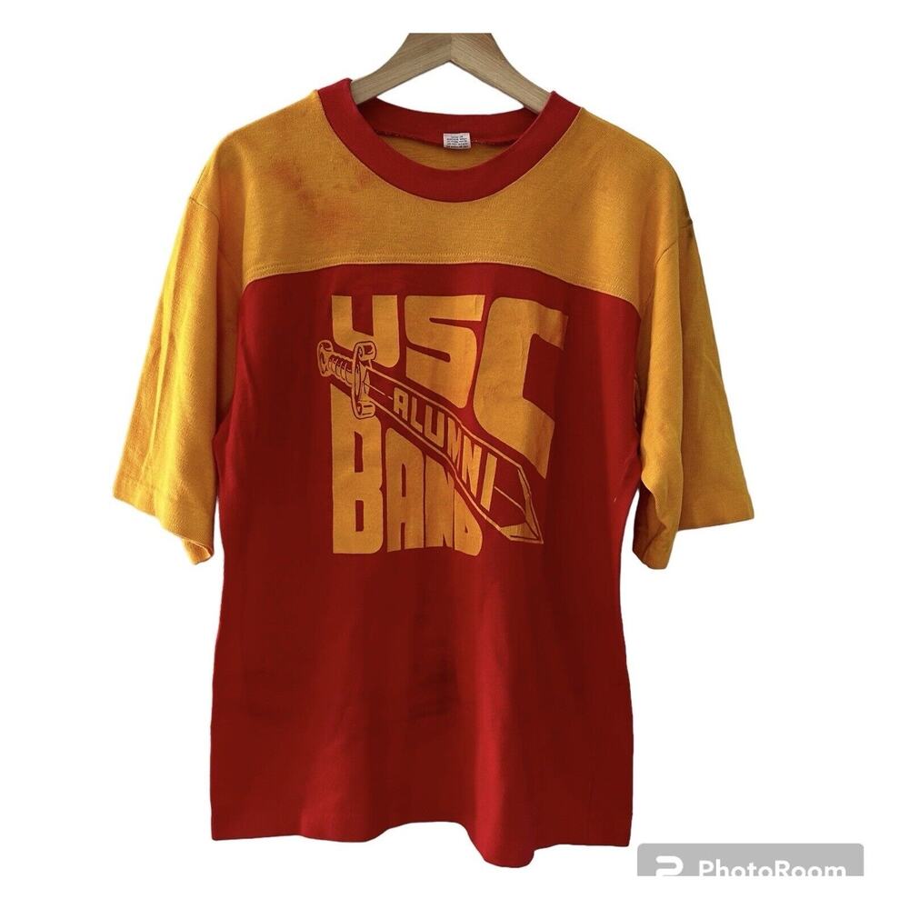 VTG USC Trojan’s Alumni Band Single Stitch Shirt Southern California Color Block